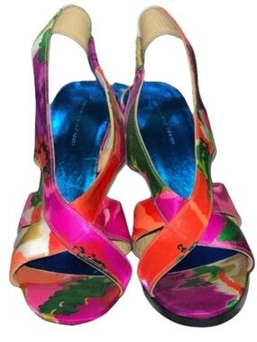 🌸 Balenciaga Paris Spring 2008 Runway Floral Satin Slingback Sandals 🌸